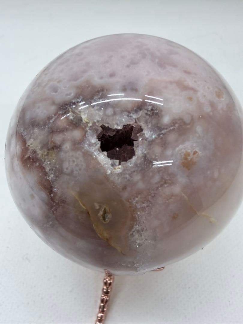 ピンクアメジスト　フラワーアゲート　笑口　ジオード　スフィア　丸玉