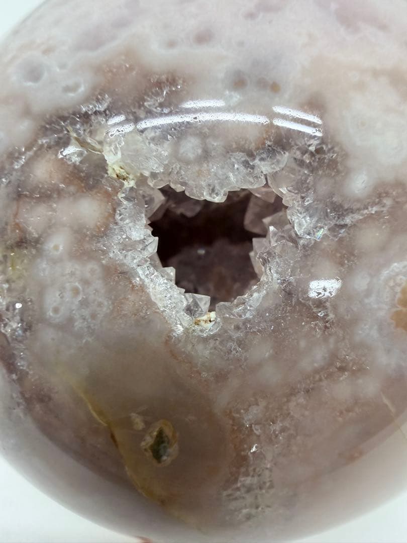 ピンクアメジスト　フラワーアゲート　笑口　ジオード　スフィア　丸玉