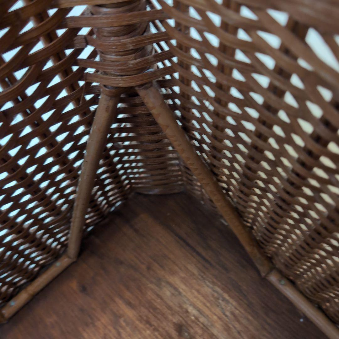 ラタン籐大型バスケット 昭和レトロ