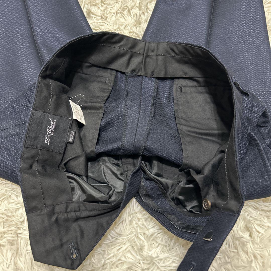 MEN’S TENORAS スリーピース　ビジネススーツ　ヘリンボーン　ネイビー