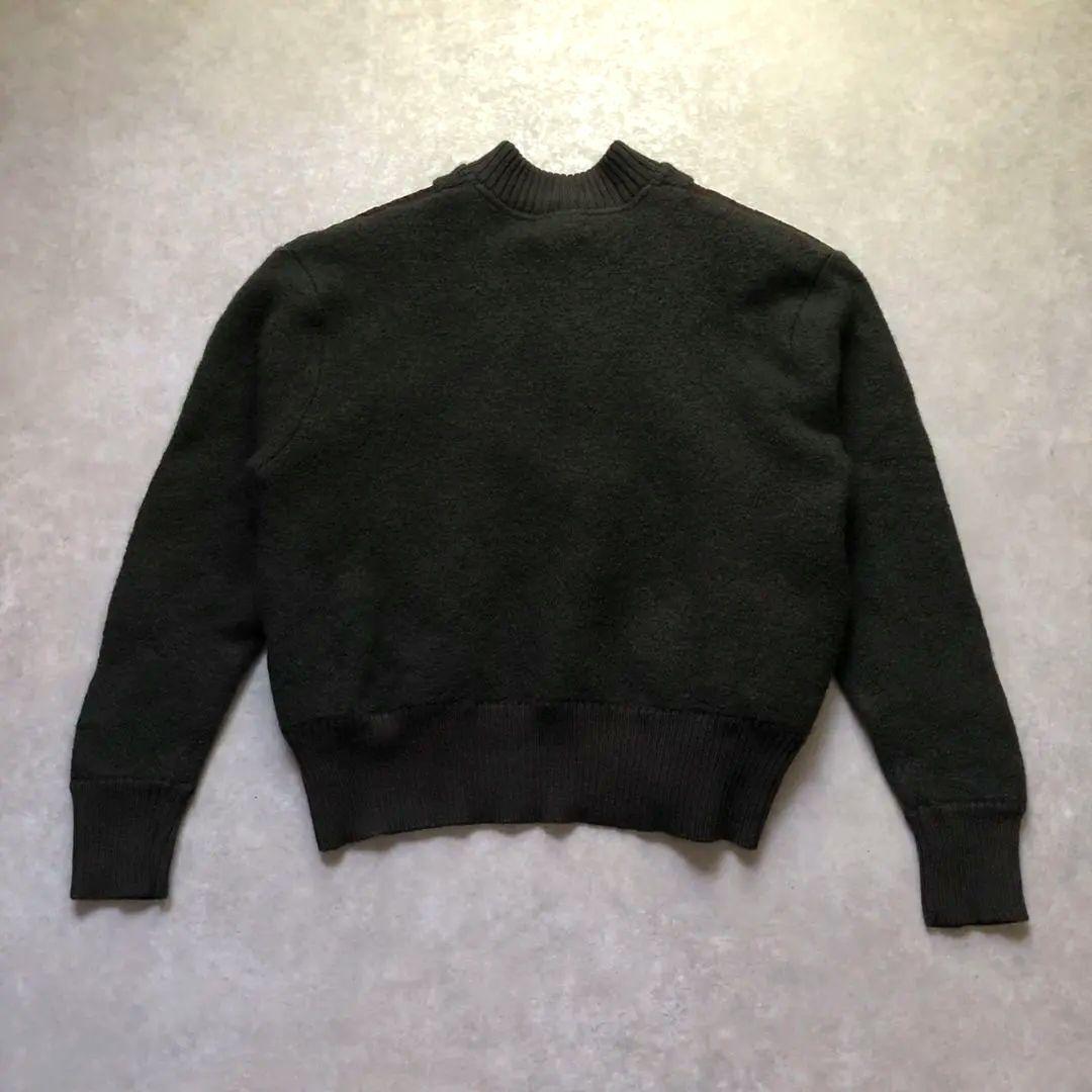 80sWoolrichウールリッチセーター ヘンリーネックパッチ付 緑 XL相当
