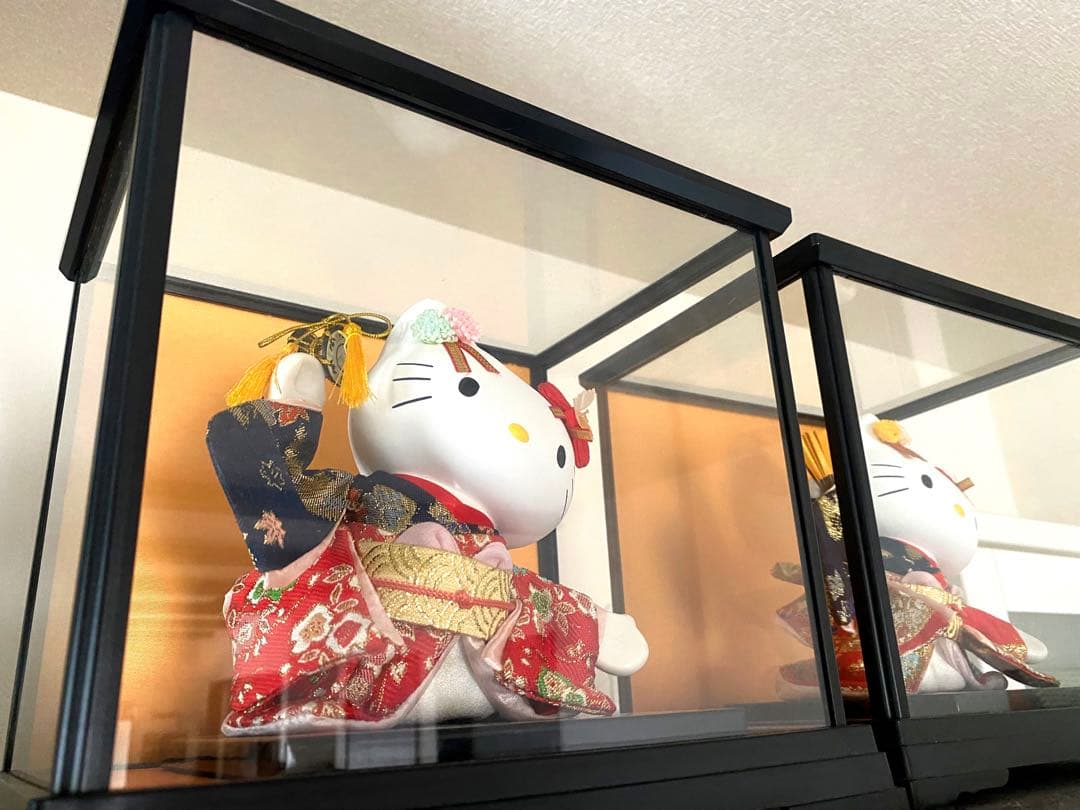 【ガラス張り付き】キティちゃん日本人形 2体セット