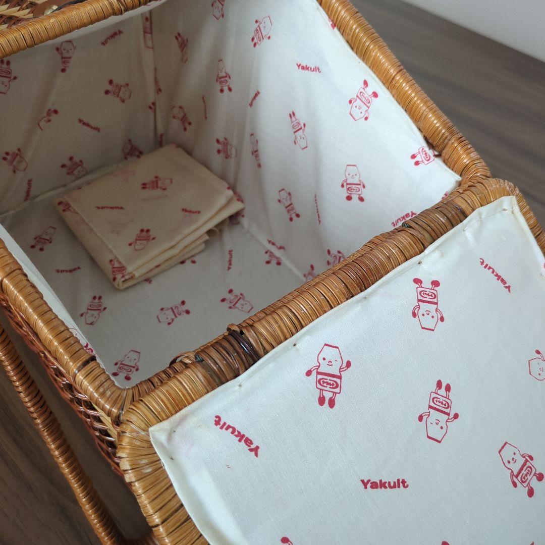 籐バスケット かごバッグ ピクニック ヤクルト 平成レトロ