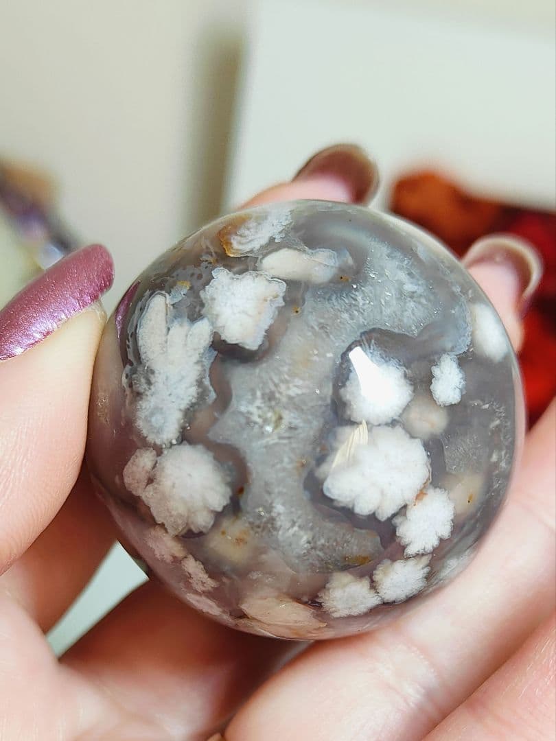 夜桜瑪瑙　スフィア　台座付き　2個セット