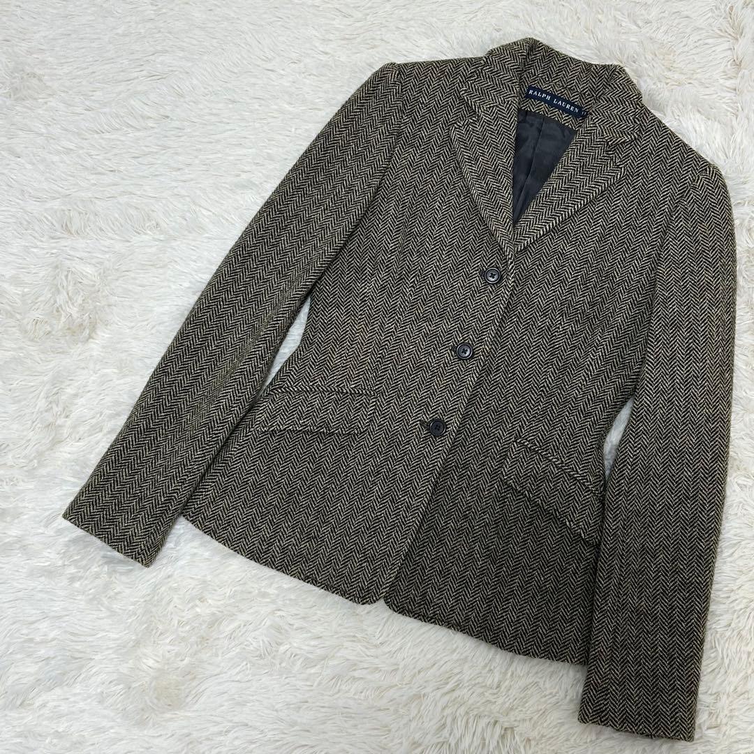 【美品】ラルフローレン ウール ツィードジャケット ヘリンボーン 11号