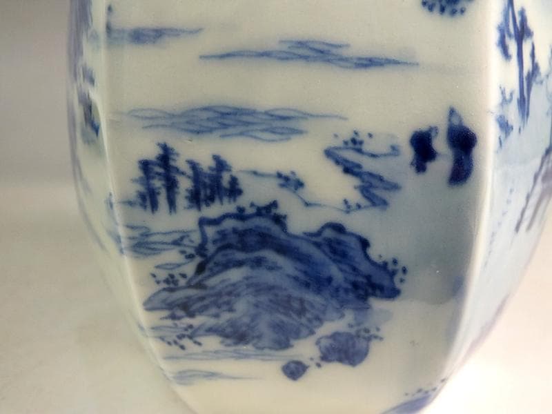 ☆ 平戸焼 染付六角徳利 江戸期 ☆A11