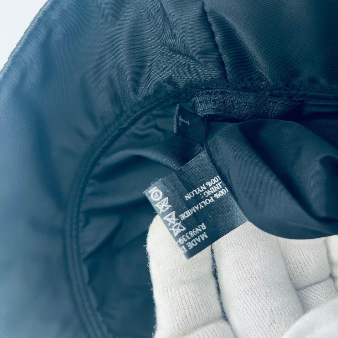 PRADA プラダ ロゴ　刺繍　Lサイズ バケットハット ブラック ナイロン