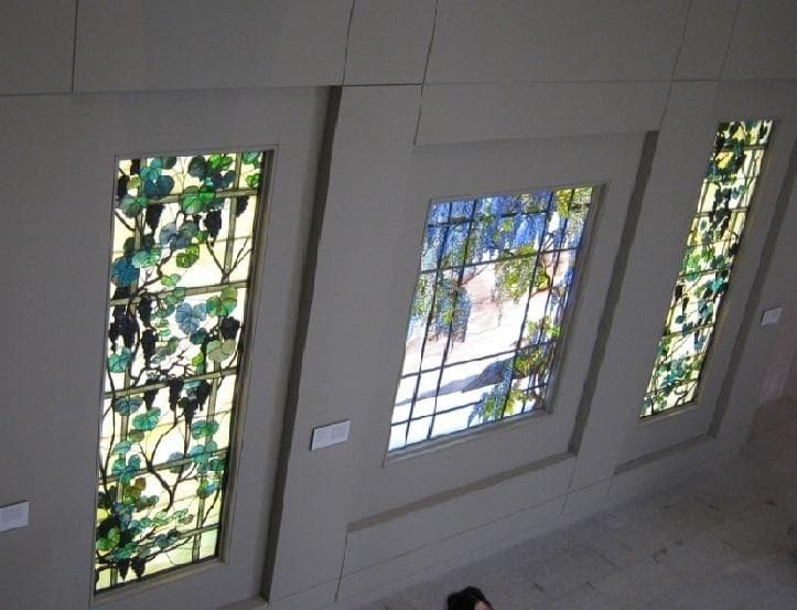 ルイス・C・ティファニー ヴィンテージ ステンドグラス 大型オイスターベイの風景