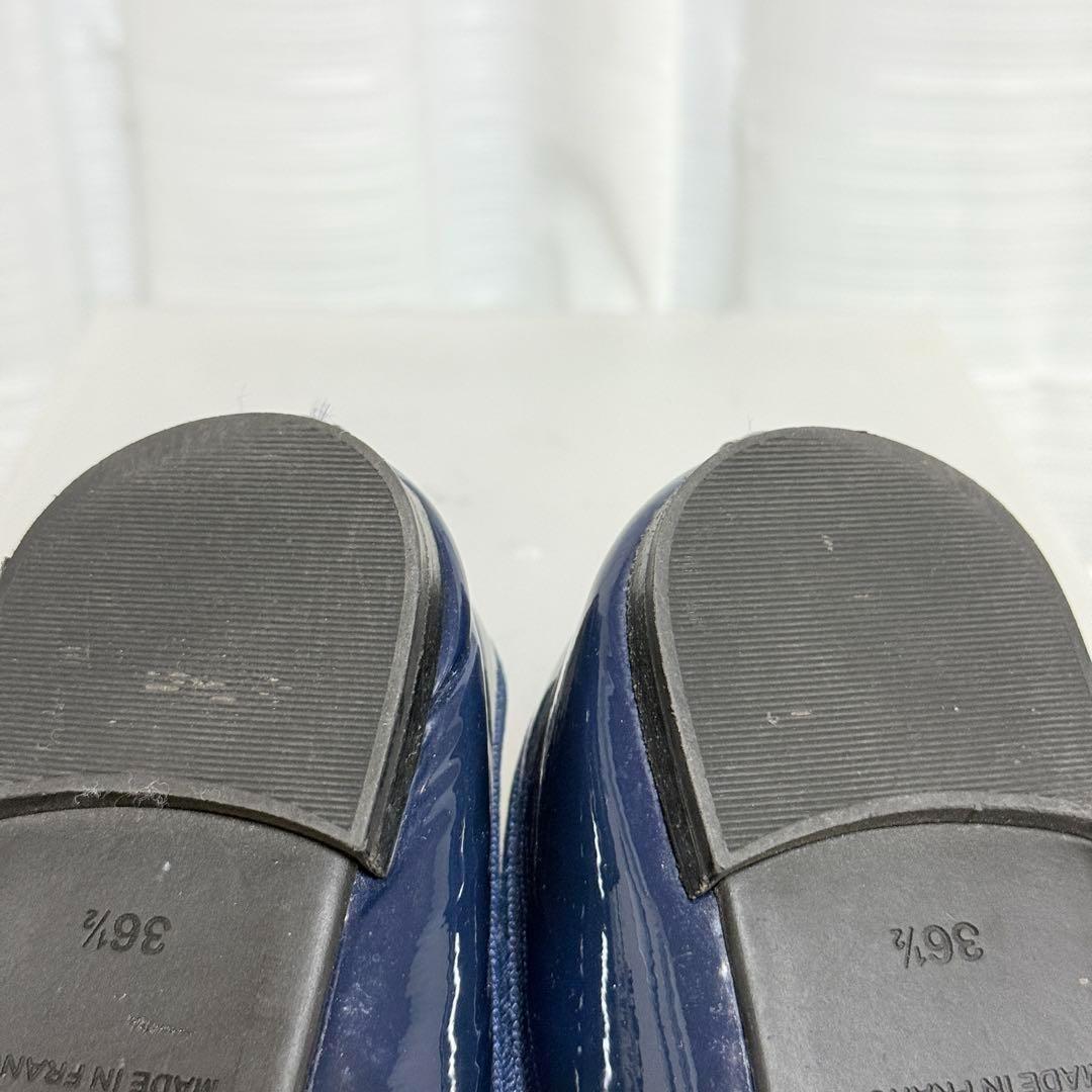 美品✨レペット　サンドリオン　バレリーナ　リボンフラットシューズ　エナメル　紺