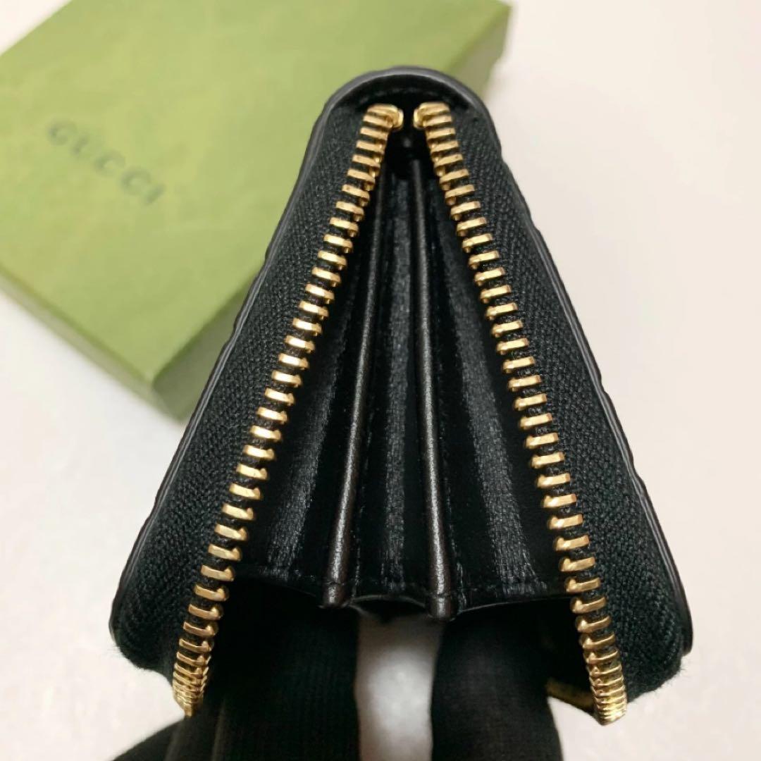 ✨未使用品✨グッチ ケース カードケース シマ レザー 黒 財布