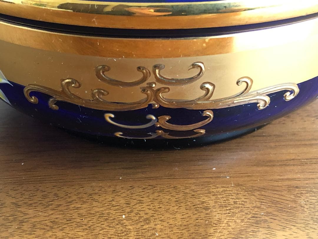 蓋つきチュリーン ☆ ボヘミアングラス ジャスミンコバルト