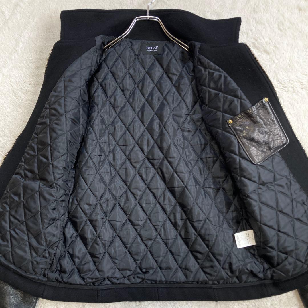 【美品】DELAY by Win&Sons　スタジャン　鹿革　キルティング　黒