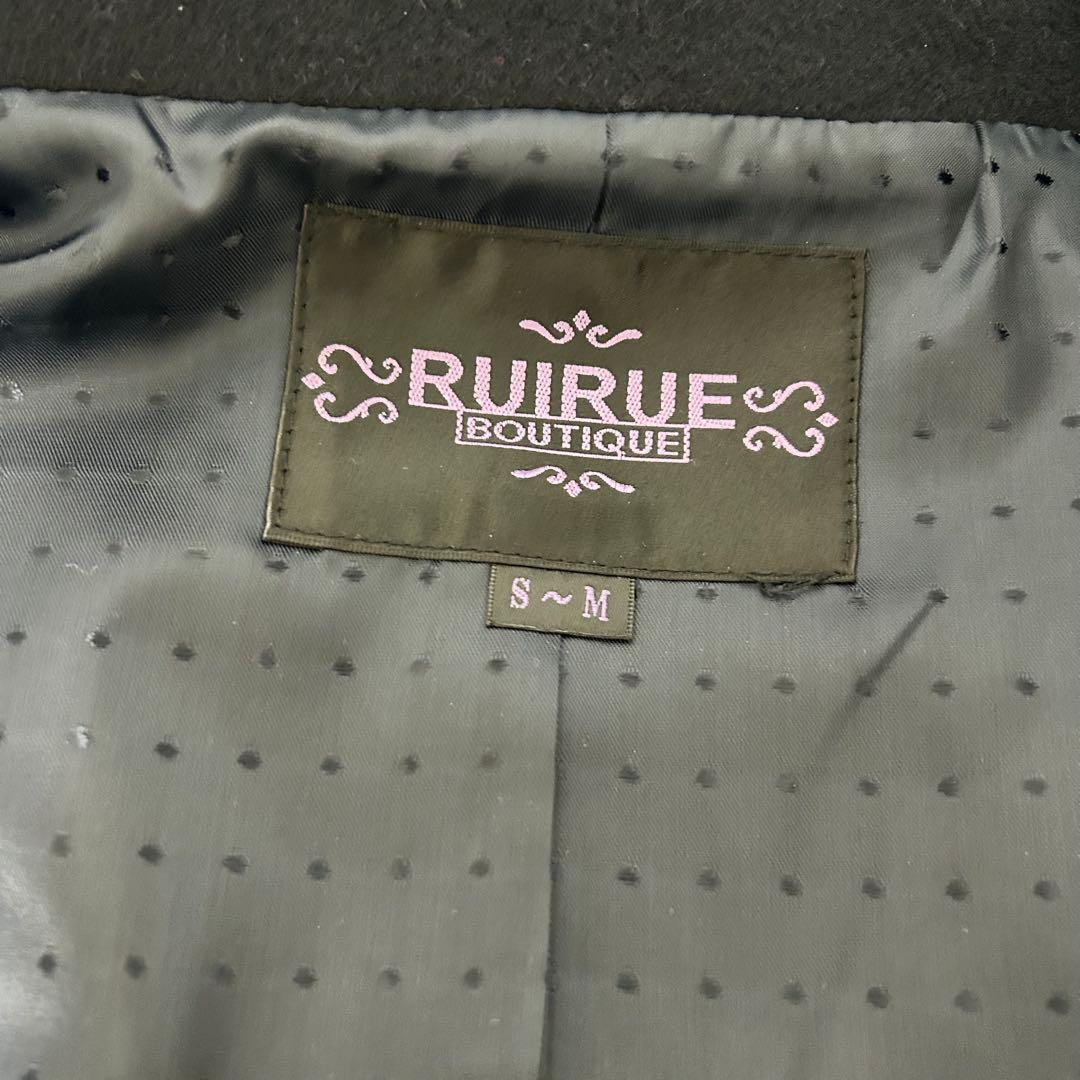 【美品】RUIRUE BOUTIQUE フォックスファー付ウールケープ 黒