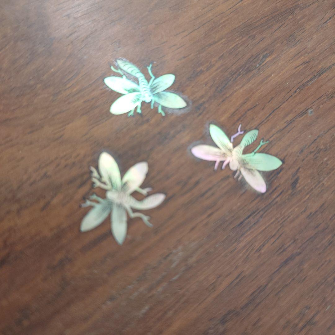 竹と鳥の象嵌装飾 木製トレイ