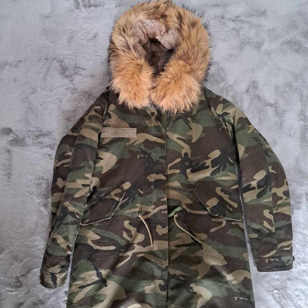 mr&mrs italy 総裏ボア カモフラ ミリタリーモッズコート フード