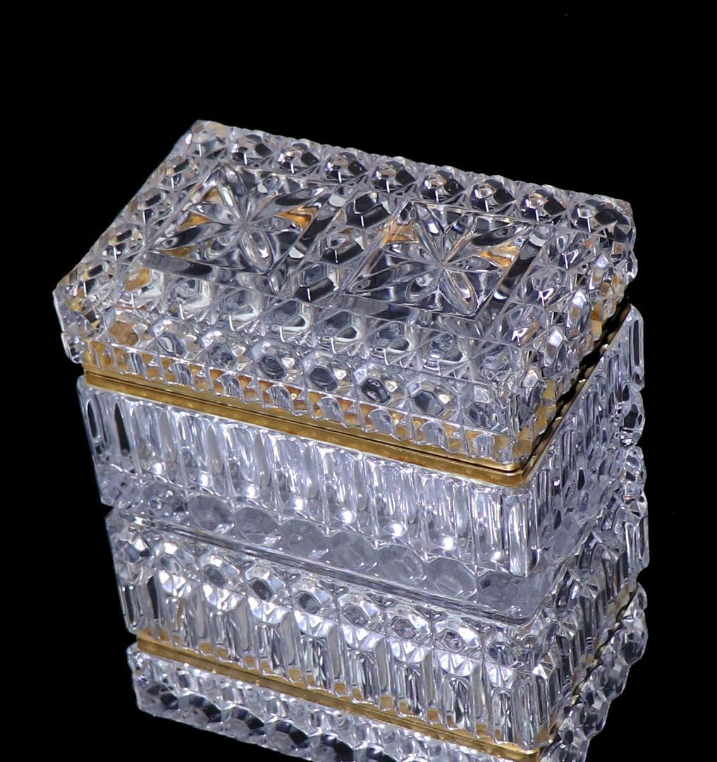 オールド・バカラ 特大サイズ 2.5kg19cm 切子宝石箱 ジュエリーボックス