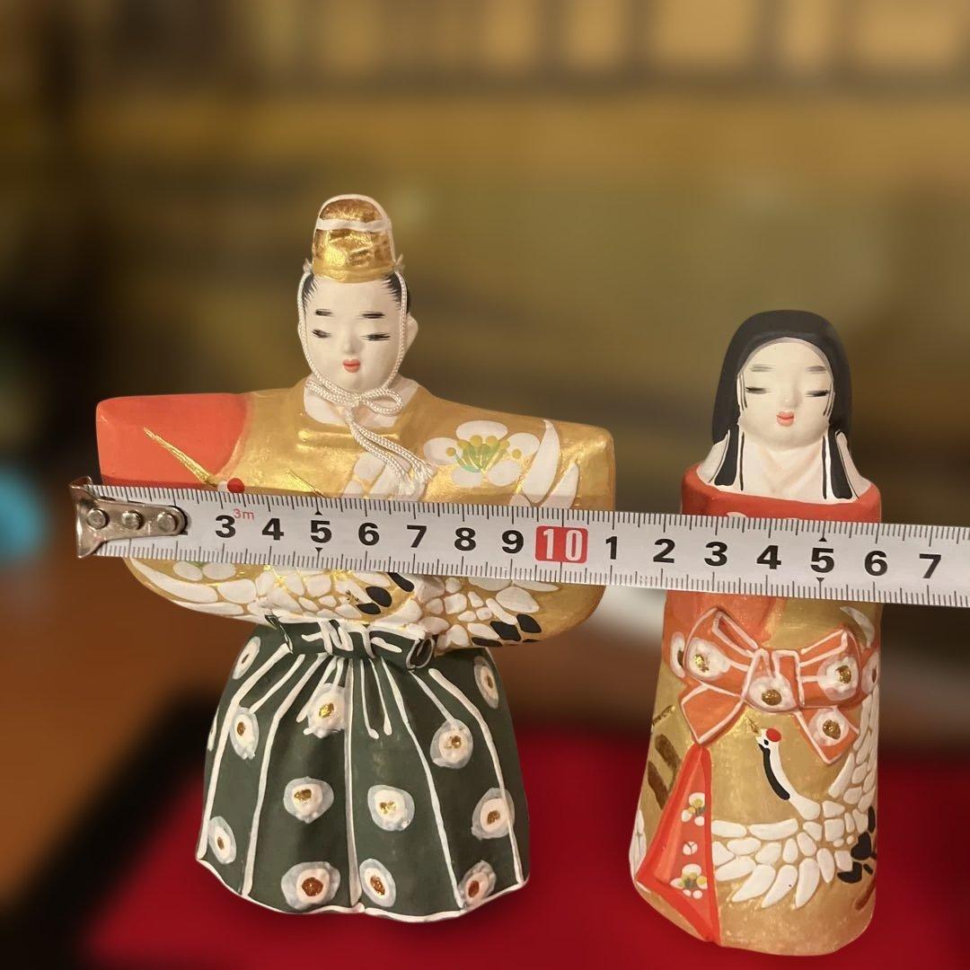【祝鶴】博多人形　おひな様　小副川祐二作　陶器製　桐の箱入り