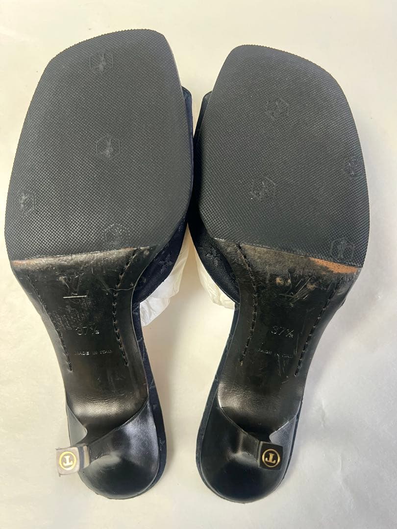 LOUIS VUITTON　ブラックモノグラム　オープントゥミュール　サンダル