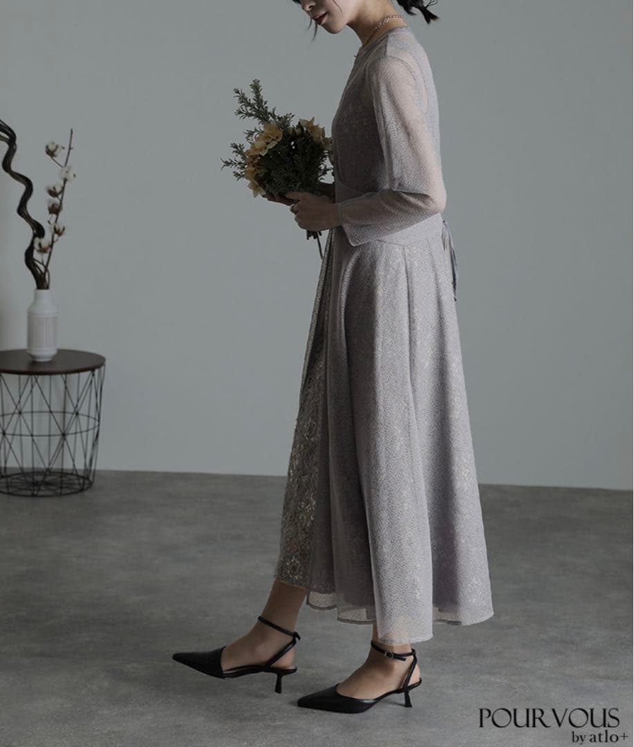 【着用1回だけ】お呼ばれドレスM・イヤリング・バック・ネックレスの小物付セット