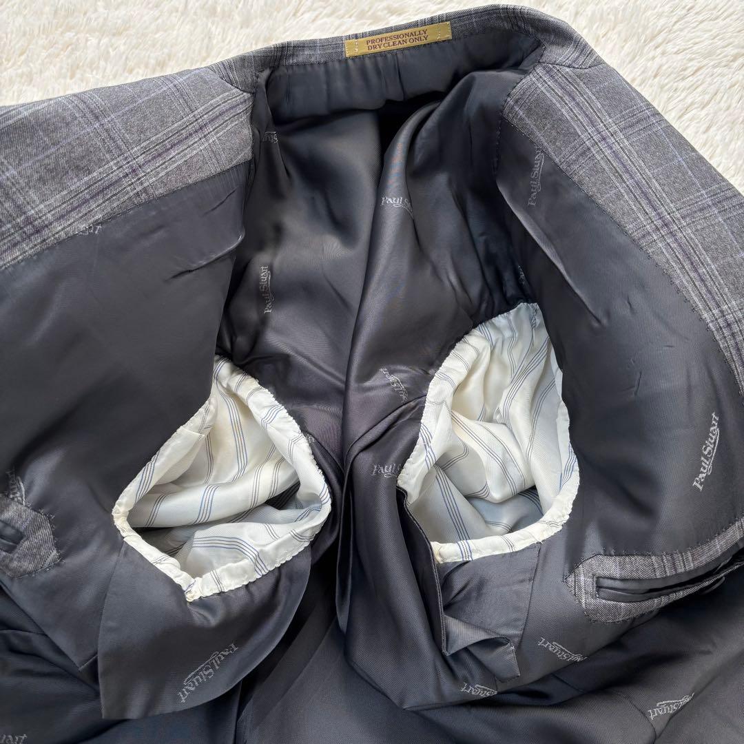 美品✨Paul Stuart スーツ グレー グレンチェック総裏 裏地柄