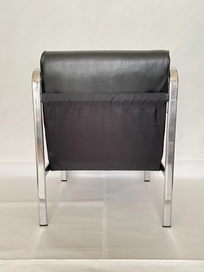 【便利な後ろポケット付き】　ソファ　1人掛け　ブラック　シルバー