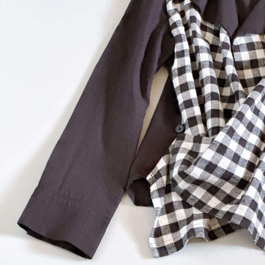 希少デザイン✨LIMI feu 変形シャツジャケット チェックレイヤードデザイン