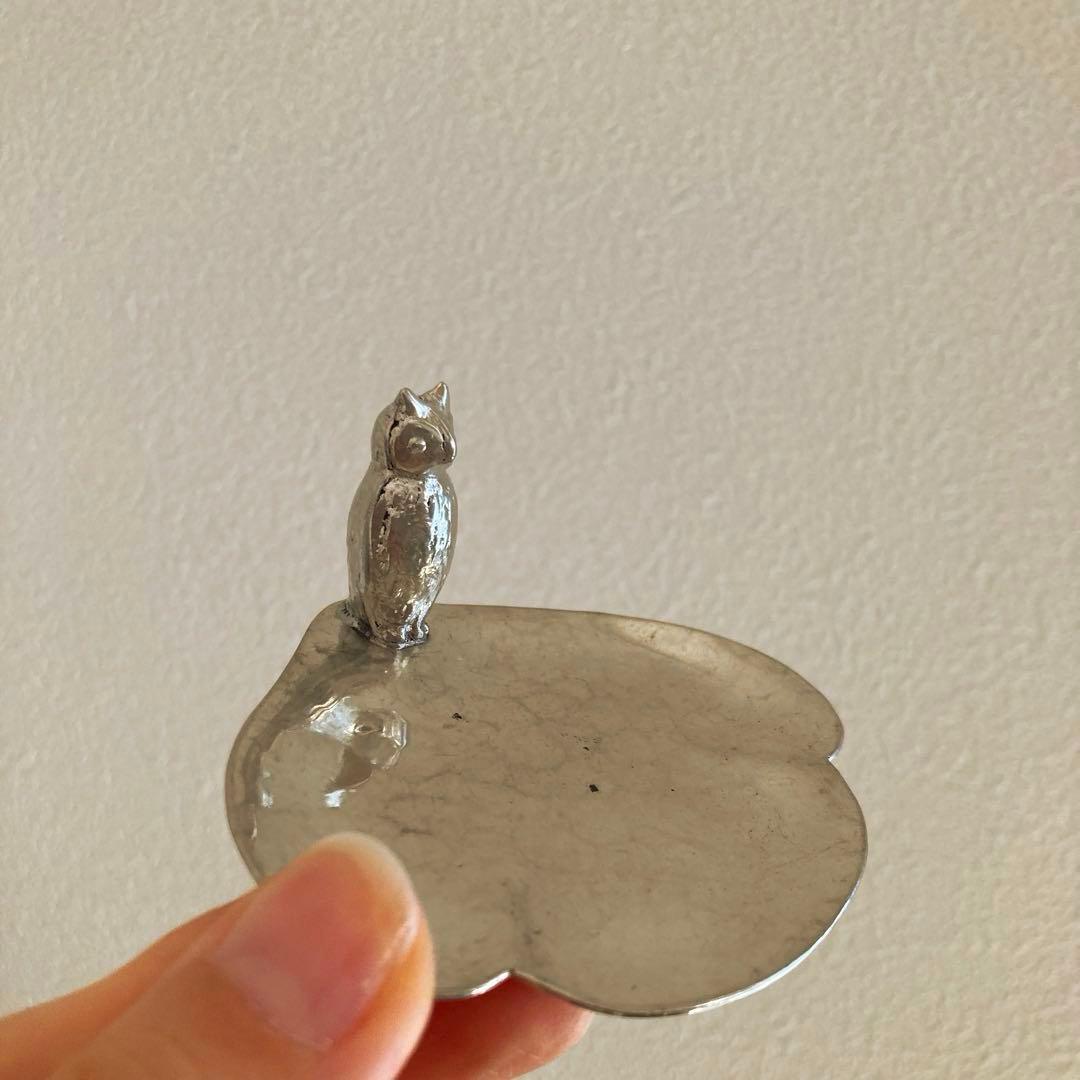 大変希少なアルフェニデ製アンティークピューター トレイ（フクロウ）