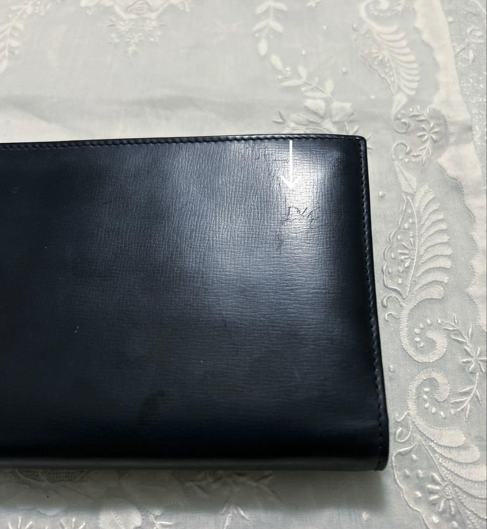 希少 LOEWE ポシェット型レザー長財布 ネイビー