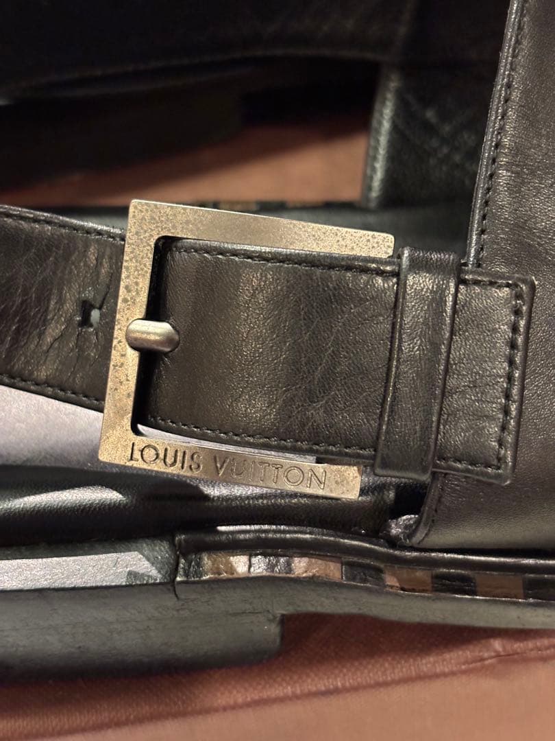 #美品LOUIS VUITTON ブラック レザー ストラップサンダル#26.5