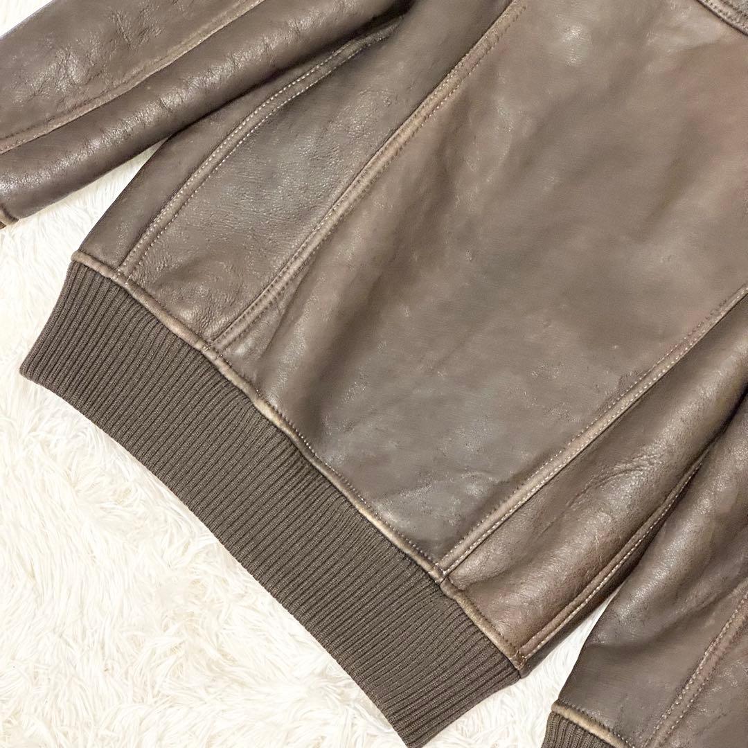 良品✨ GUCCI フライトジャケット ラムレザー ムートン ブラウン サイズ8