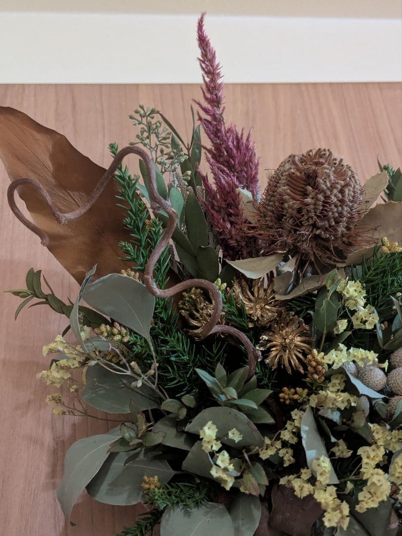 特価！ドライフラワー★プロテア、ココニシア壁掛けアレンジメント★インテリア