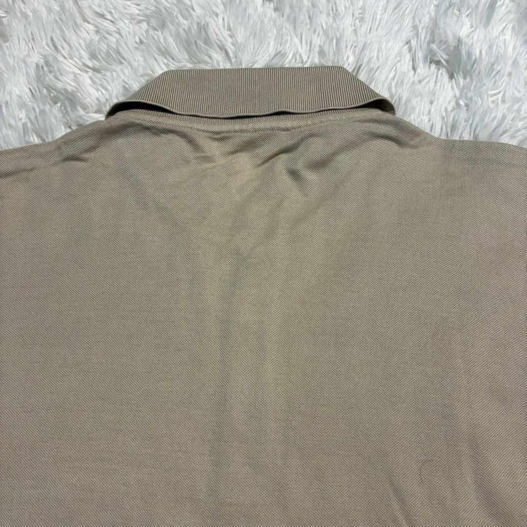 美品/XL HERMES 半袖ポロシャツ 刺繍ロゴ　ヴィンテージ　ライトブラウン