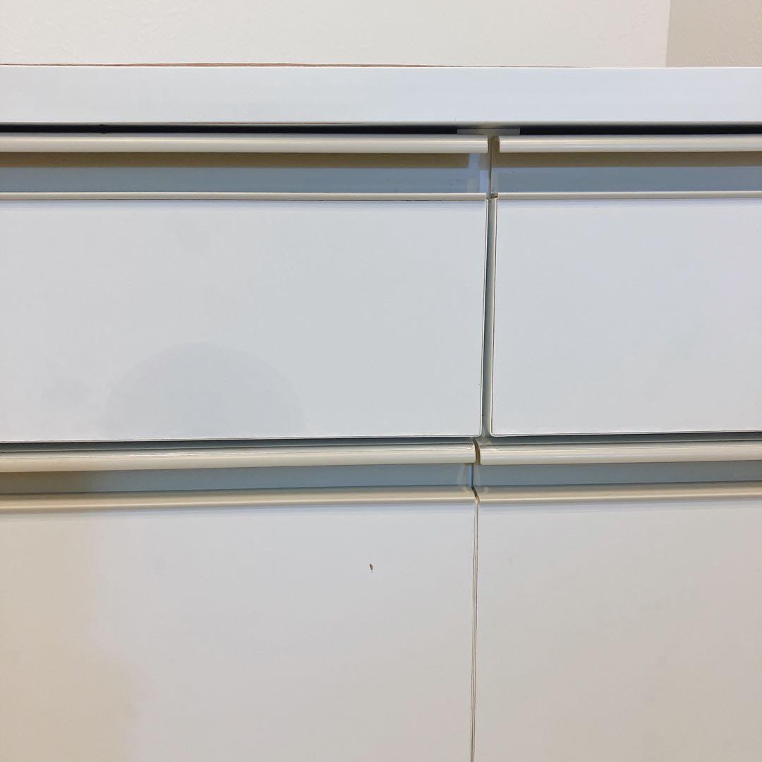 完成品 ニトリ 分別ペール付きキッチンボード ゴミ箱 ペールカウンター ホワイト