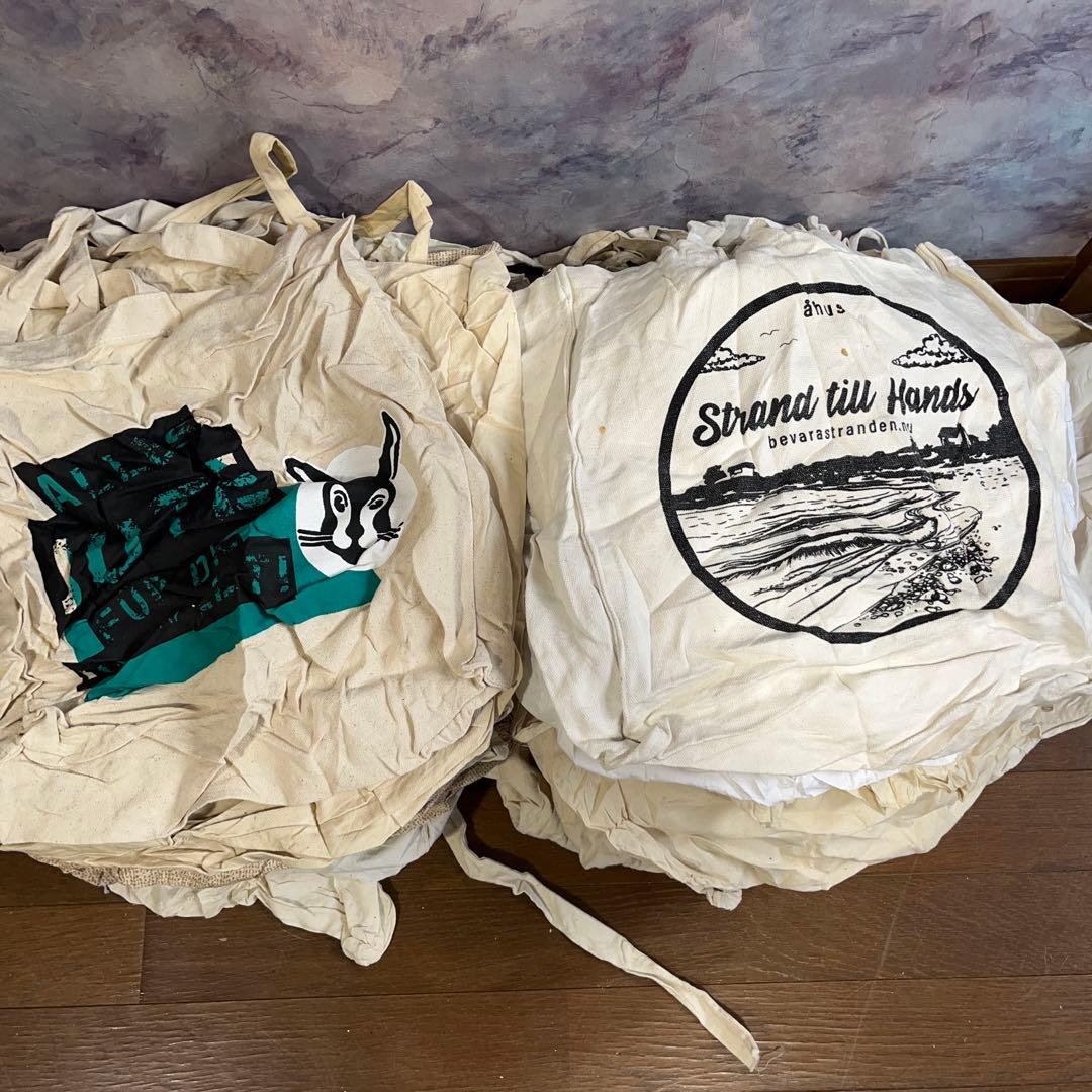 ひ*さ様 3 アメリカ　ユーロ古着エコバッグ100枚セットまとめ売りホワイトベー