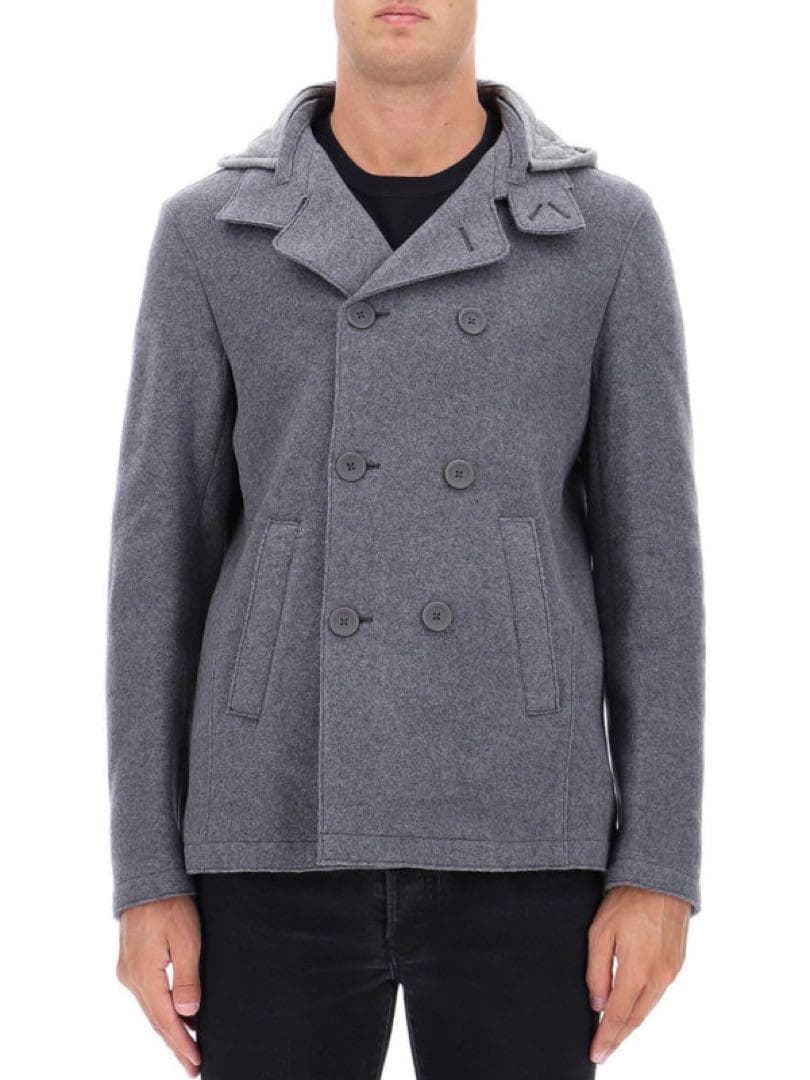 HERNO Resort 縮絨ウールピーコート フード取外し可 2way 48