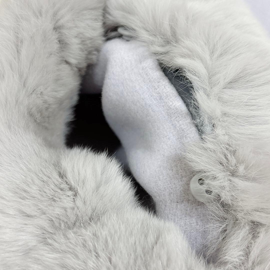 美品 グレースクラス カシミヤ混 レッキスファー衿ケープ グレー