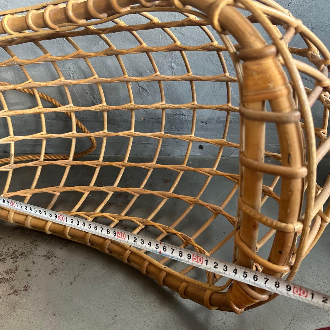 お人形や観葉植物、フェイク植物の入れ物に！ラタン製オーバル型吊り下げチェア