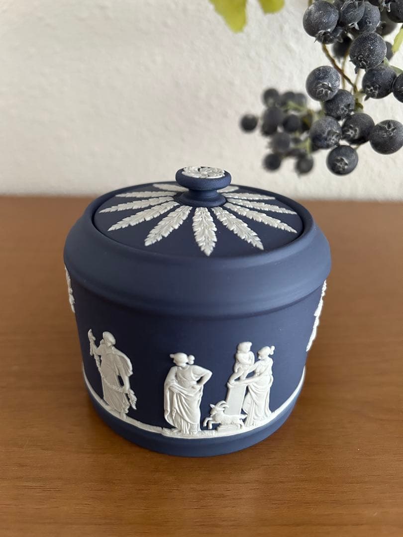 ウエッジウッド　ジャスパー　ポーランドブルー 小物入れ 陶器 蓋付き