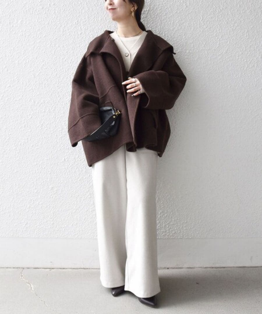 ★美品★SHIPS any【シップスエニィ】リバースタンドカラー ポンチョコート