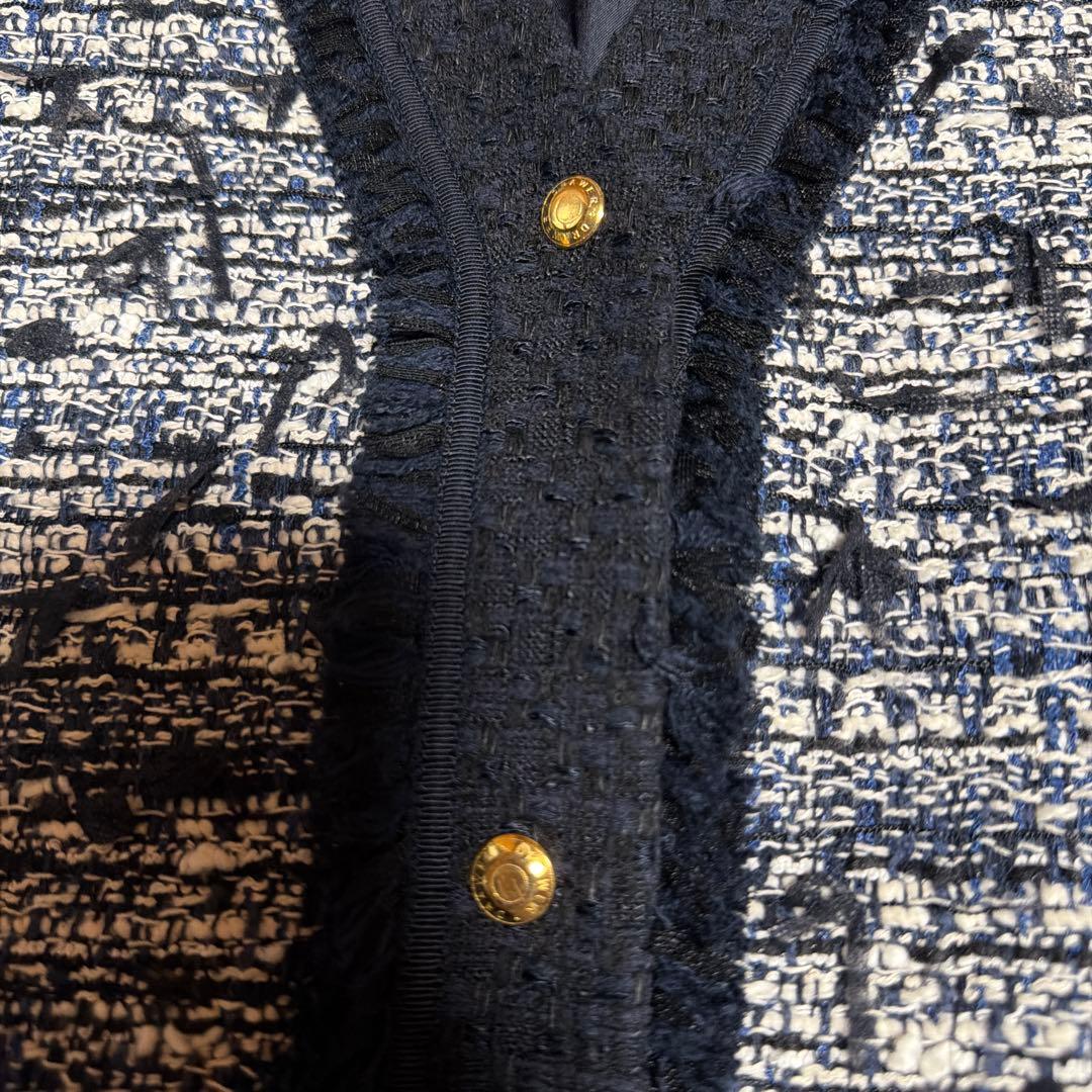 【美品】Drawer ツイードジャケット 38ブルー14.8万円 金ボタン