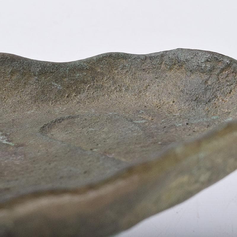 十三世　金谷五良三郎作　青銅瑞鶴巣籠灰皿　共箱　C　R8959