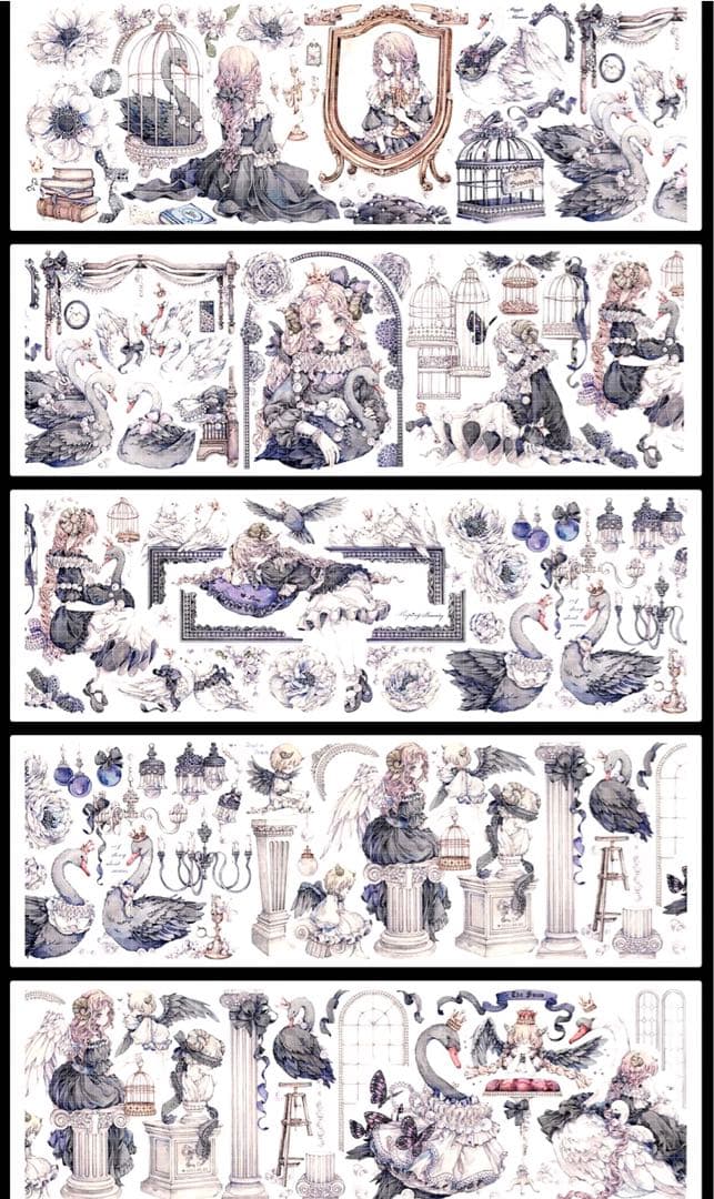 【KN060】海外PET貝殻光マスキングテープ　マステ切り売り　天鹅记　人物