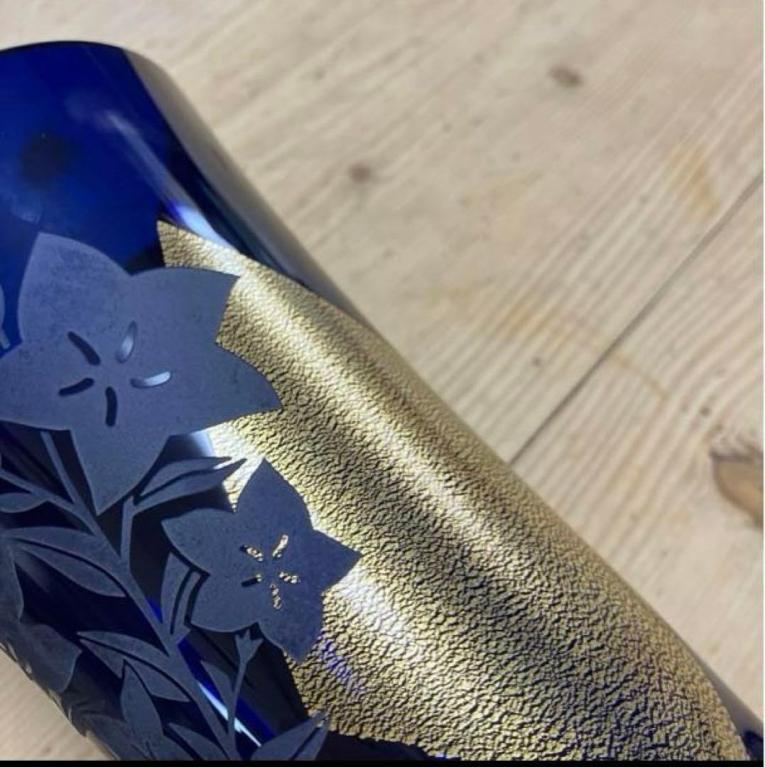 瑠璃金彩　江戸硝子　東洋佐々木クリスタル花瓶