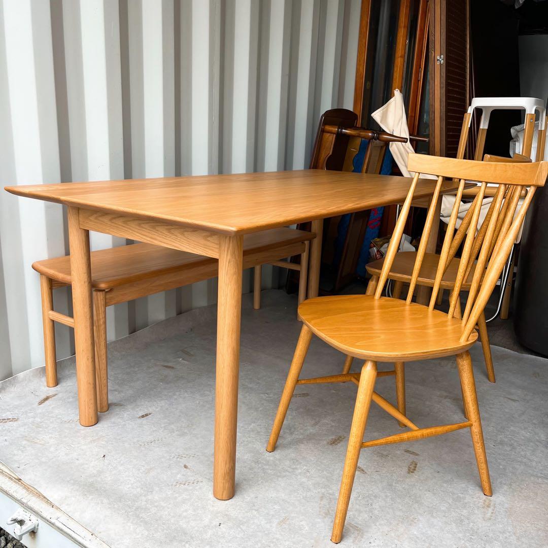 取付無料！ウニコ SOVI 北欧風天然木ダイニングテーブル・ベンチ・チェア2脚✨