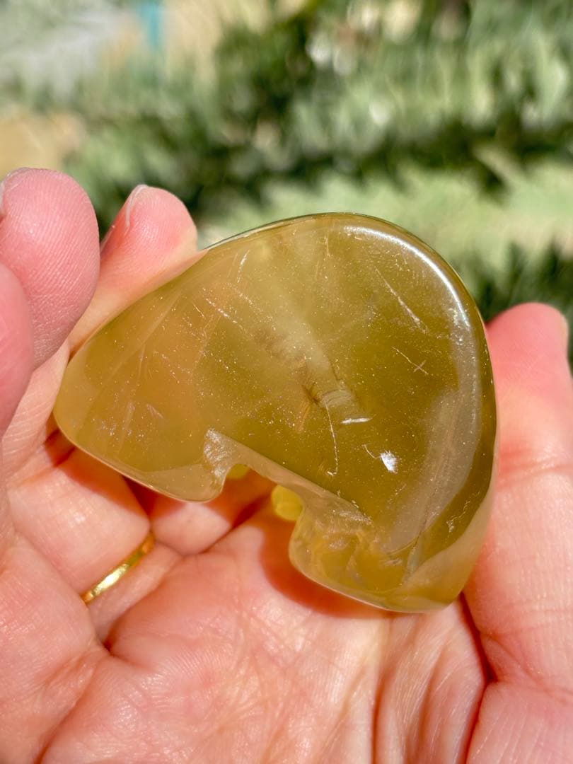 天然ナチュラルシトリン　非加熱　後ろにビックレインボー　ライオン　高品質