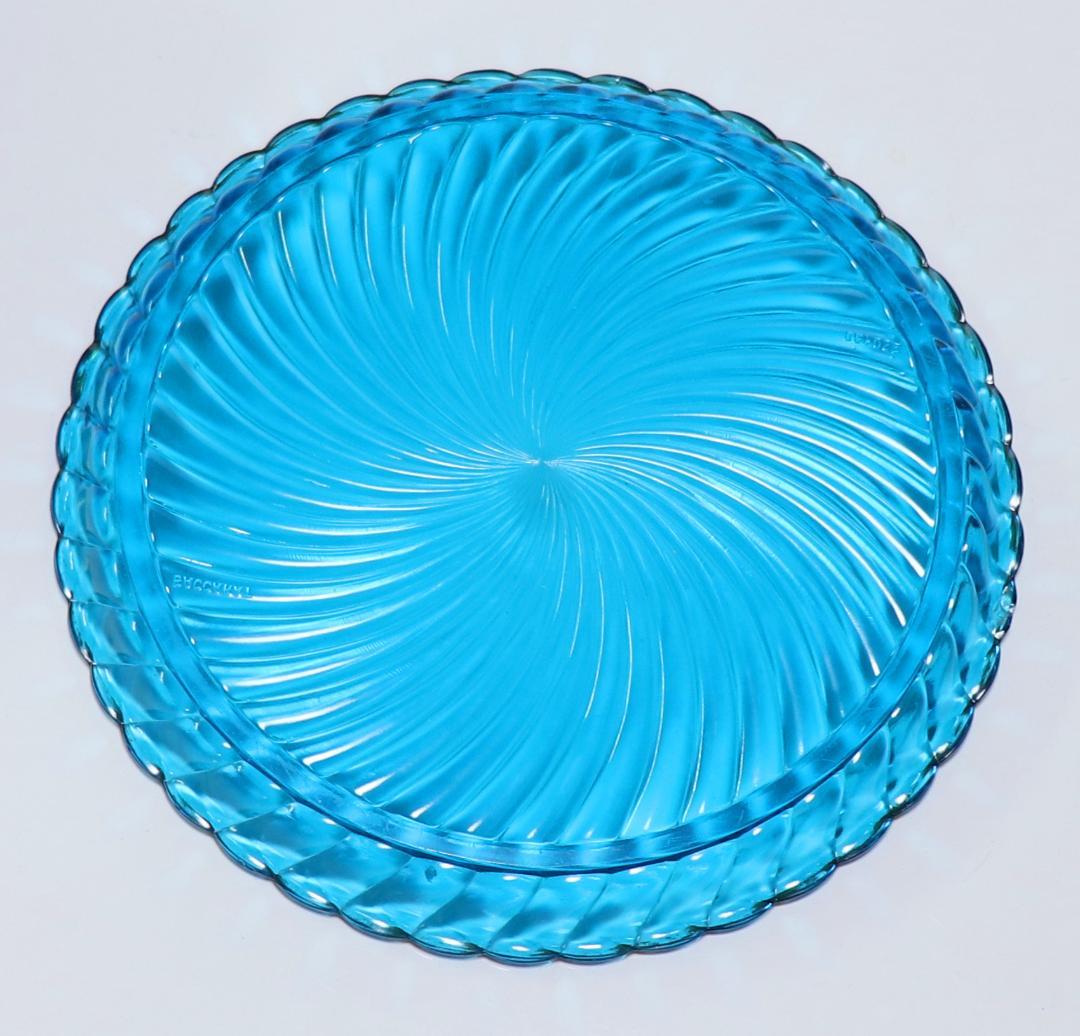 オールド・バカラ レアカラー 金彩ブルークリスタル製大型トレー29cm1.4kg