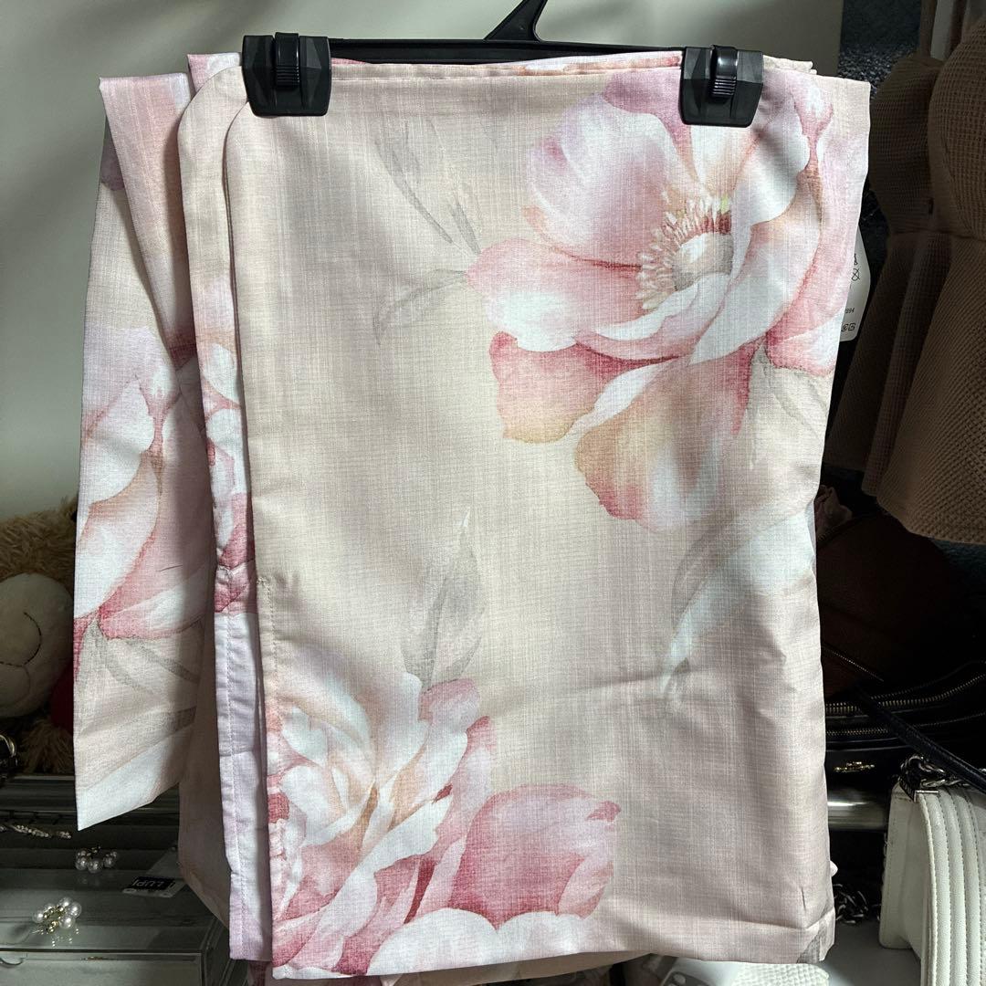 花柄ピンク浴衣 下駄 帯付き