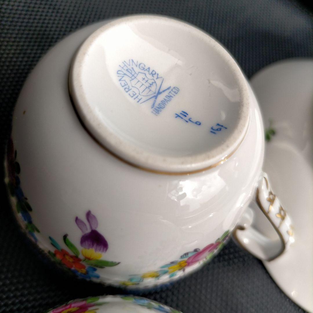 HEREND リヒテンシュタインブーケ ブルースケール カップ＆ソーサー ペア