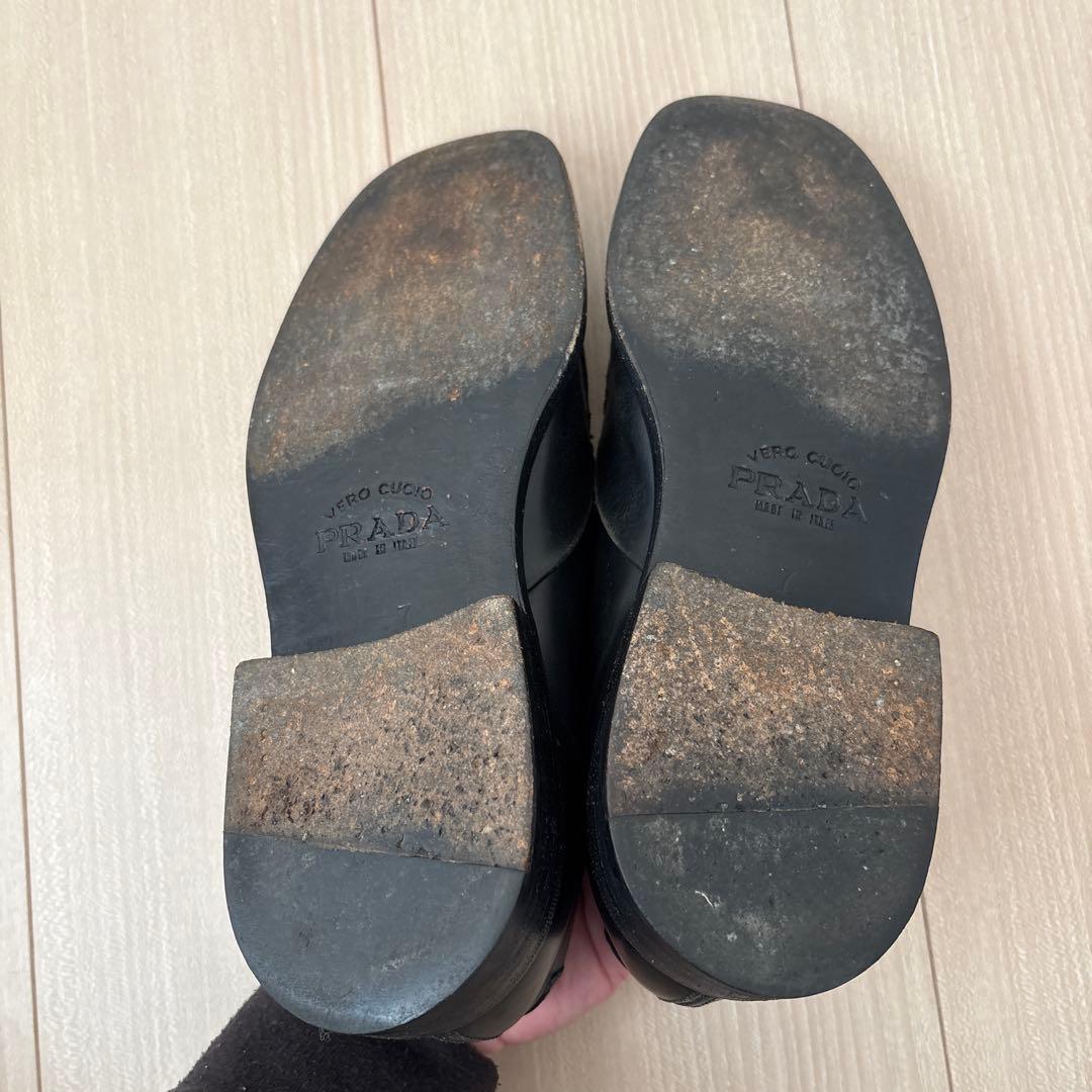 靴 prada archive square toe leather shoes