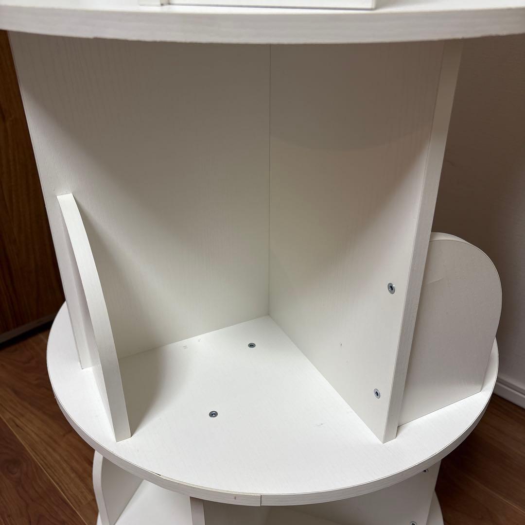 【組立済】本棚 回る本棚 回転本棚 3段 ホワイト ruihong